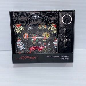 Ed Hardy Traditional Tattoo Inspired design Micro Crossbody with Key Ring